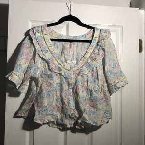 Free People Pastel Floral Crop